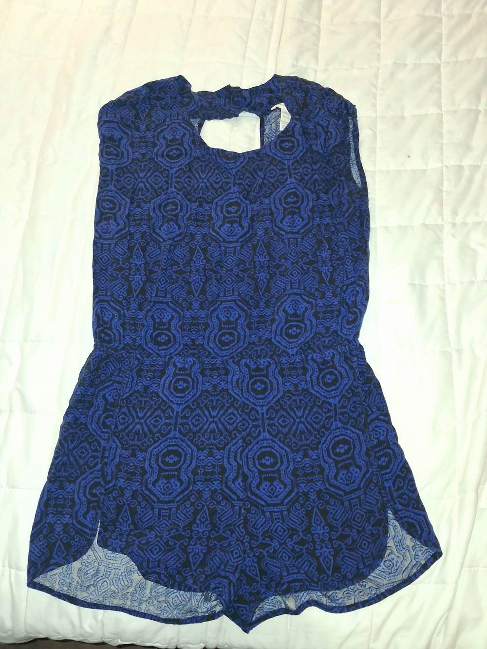 Ambiance Blue and Black Patterned Sleeveless Romper